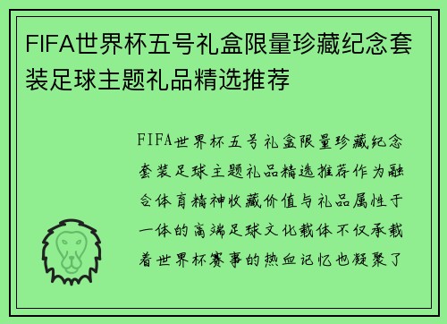 FIFA世界杯五号礼盒限量珍藏纪念套装足球主题礼品精选推荐